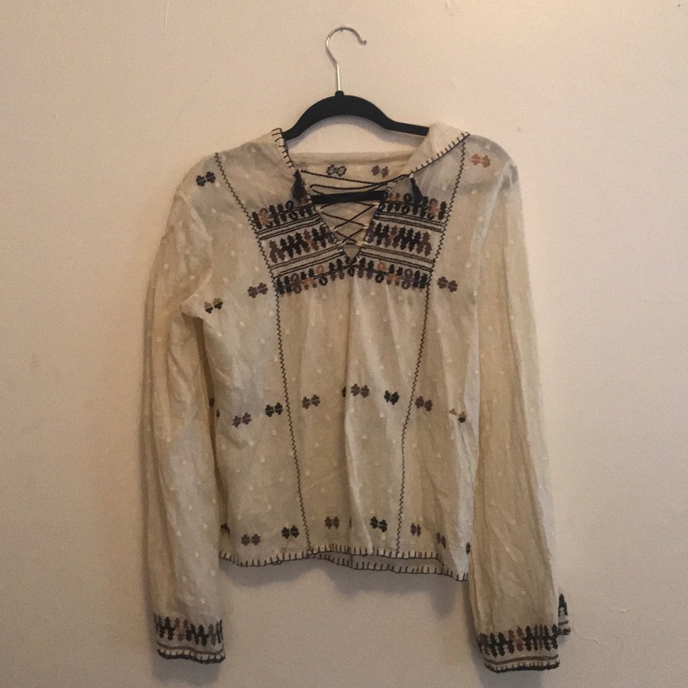Free People Embroidered Hoodie Pullover